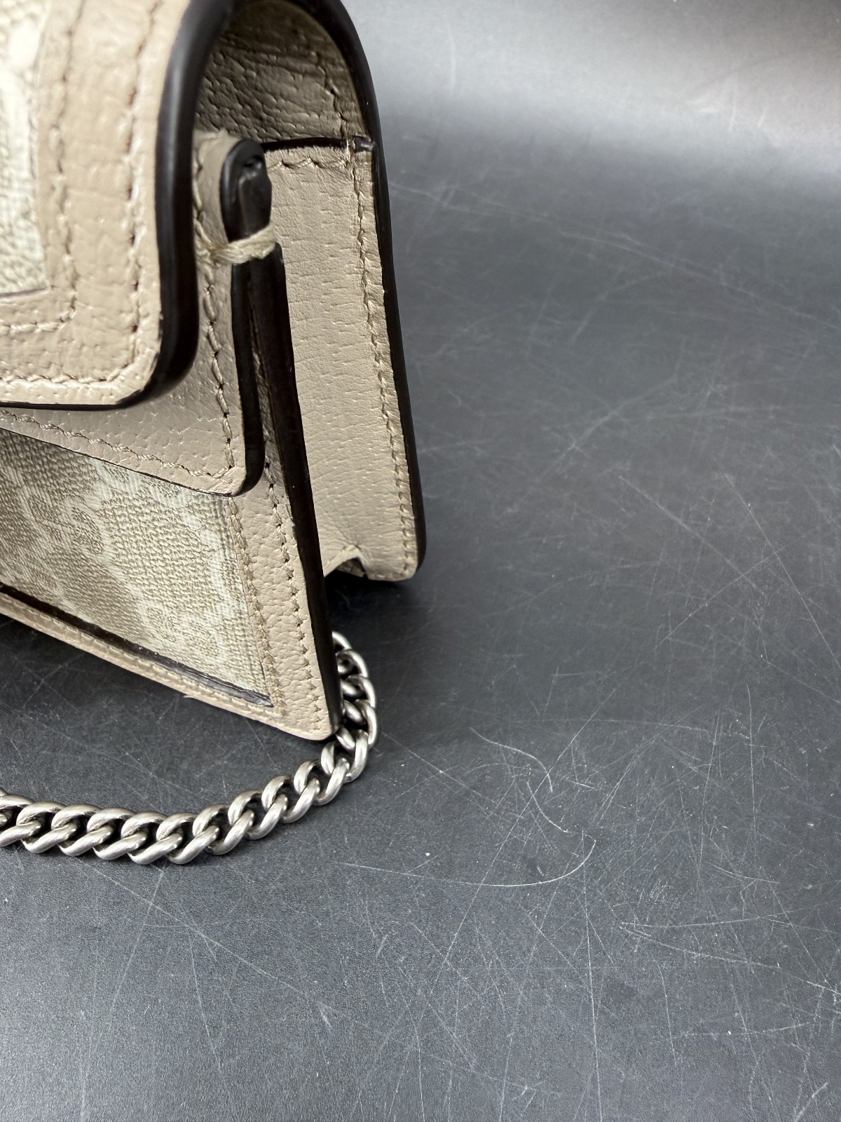 Gucci GG Supreme Monogram Super Mini Dionysus Shoulder Bag Beige Oatmeal