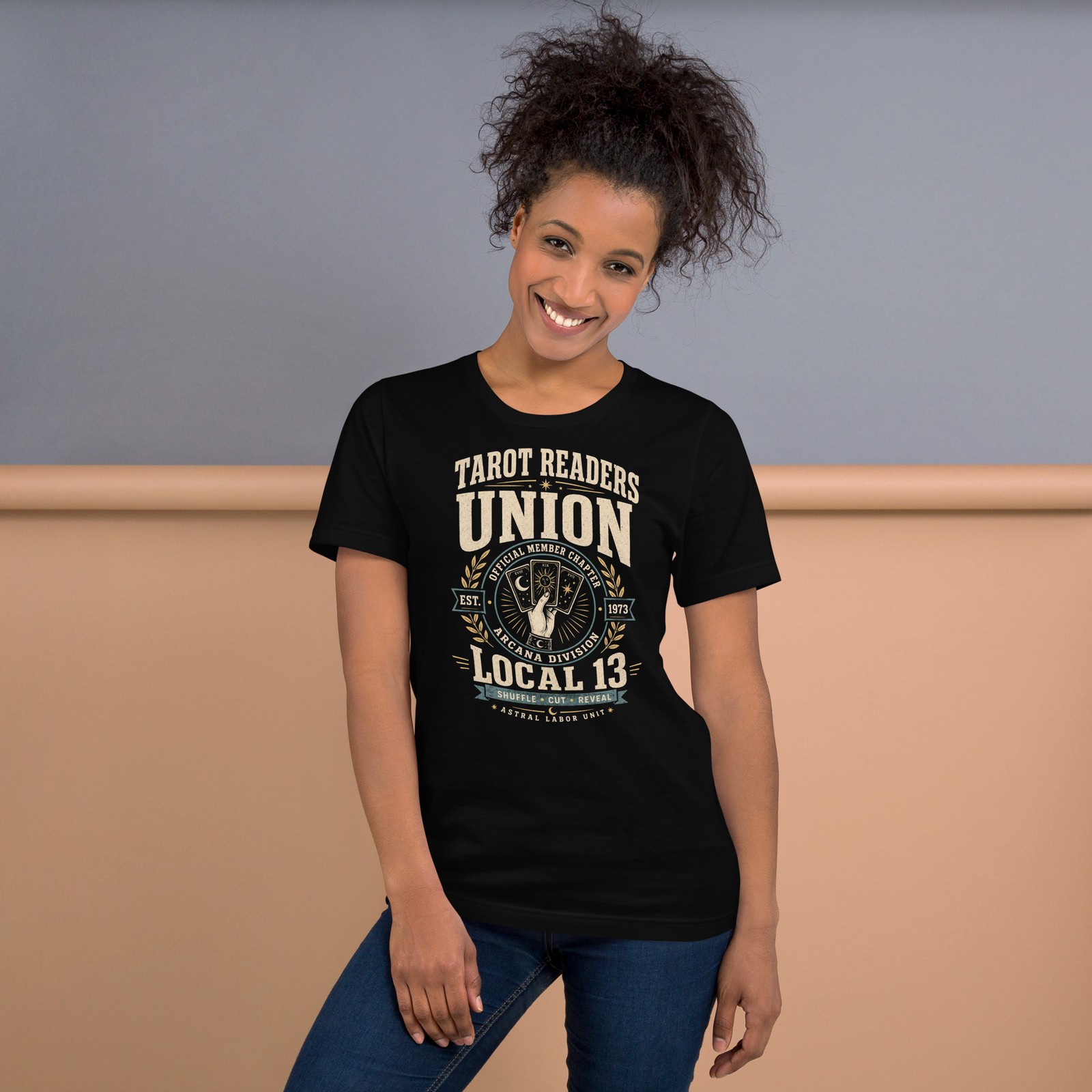 Tarot Readers Union Local 13 T-Shirt Witchy Tarot Card Reading Tee Black XS-5XL