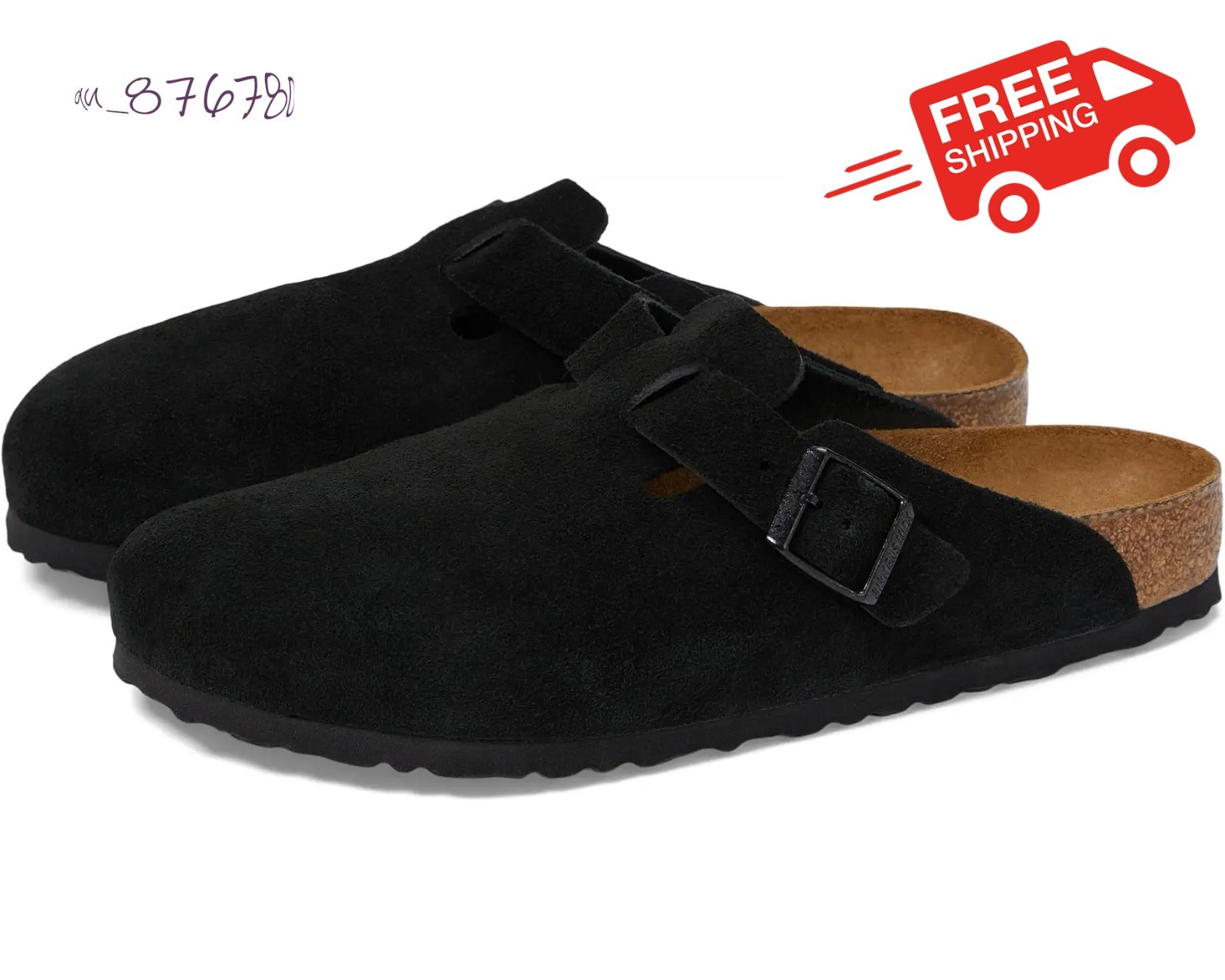 Birkenstock Boston Black Suede Leather Clog Shoes Narrow/Wide EU 37-45 Unisex