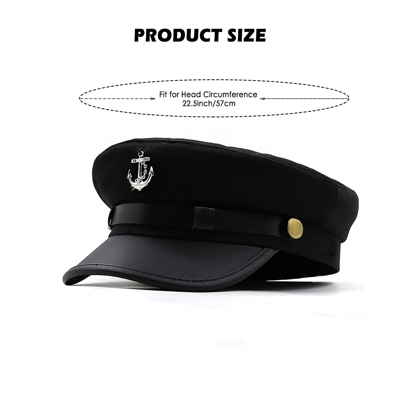 Yacht Captain Hat with Sailor Scarf – Cabbie Paperboy Beret Cap for Men