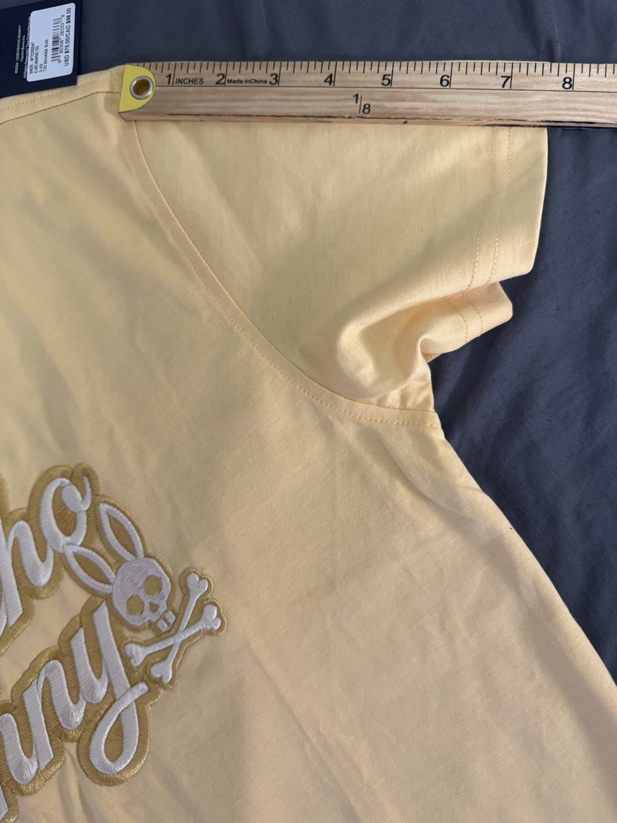 Psycho Bunny Elias Graphic Tee Mens S Sz 3 Sahara Sun Yellow Embroidered NWT