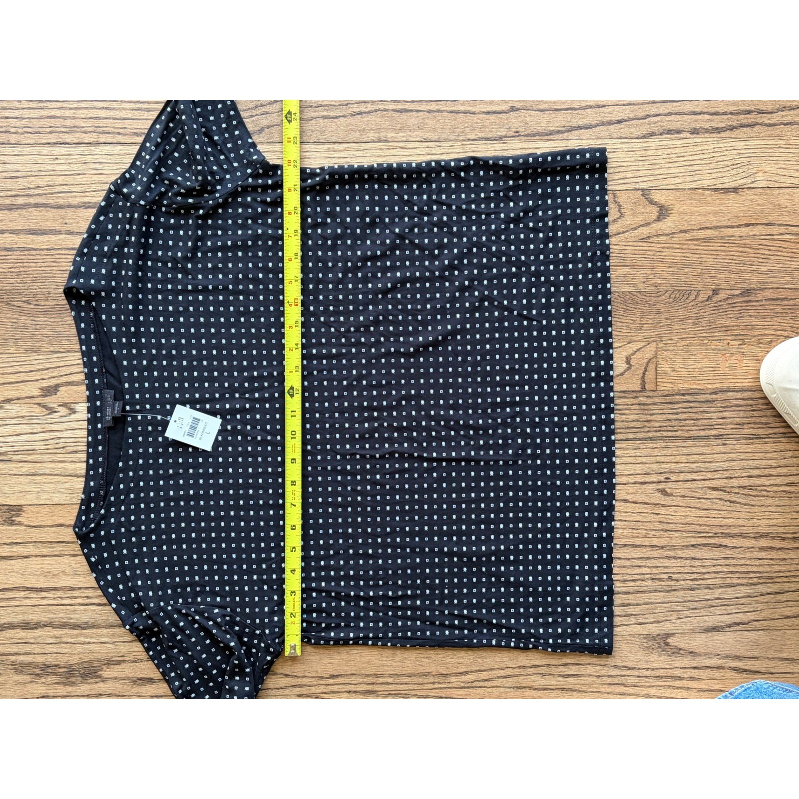 J. Jill Wearever Diamond Dot Top Womens Large Black White 3/4 Sleeve Boat Neck