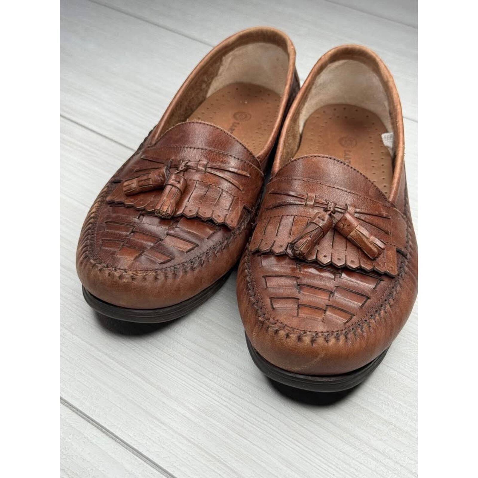 Earth Shoe Dale Mens 10 D Brown Woven Leather Kiltie Tassel Loafers Old Money