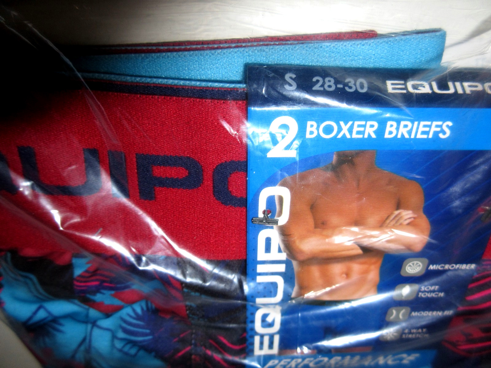 2 Pack Equipo BOXER BRIEF Underwear Performanc Microfiber Stretch Blue mens ~ S