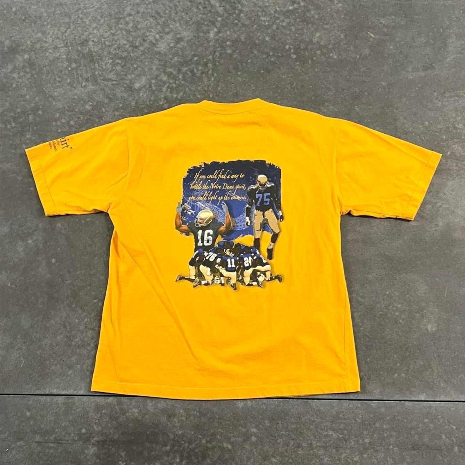 2005 Notre Dame Football The Shirt Lives Yellow Graphic T Shirt Pro Edge