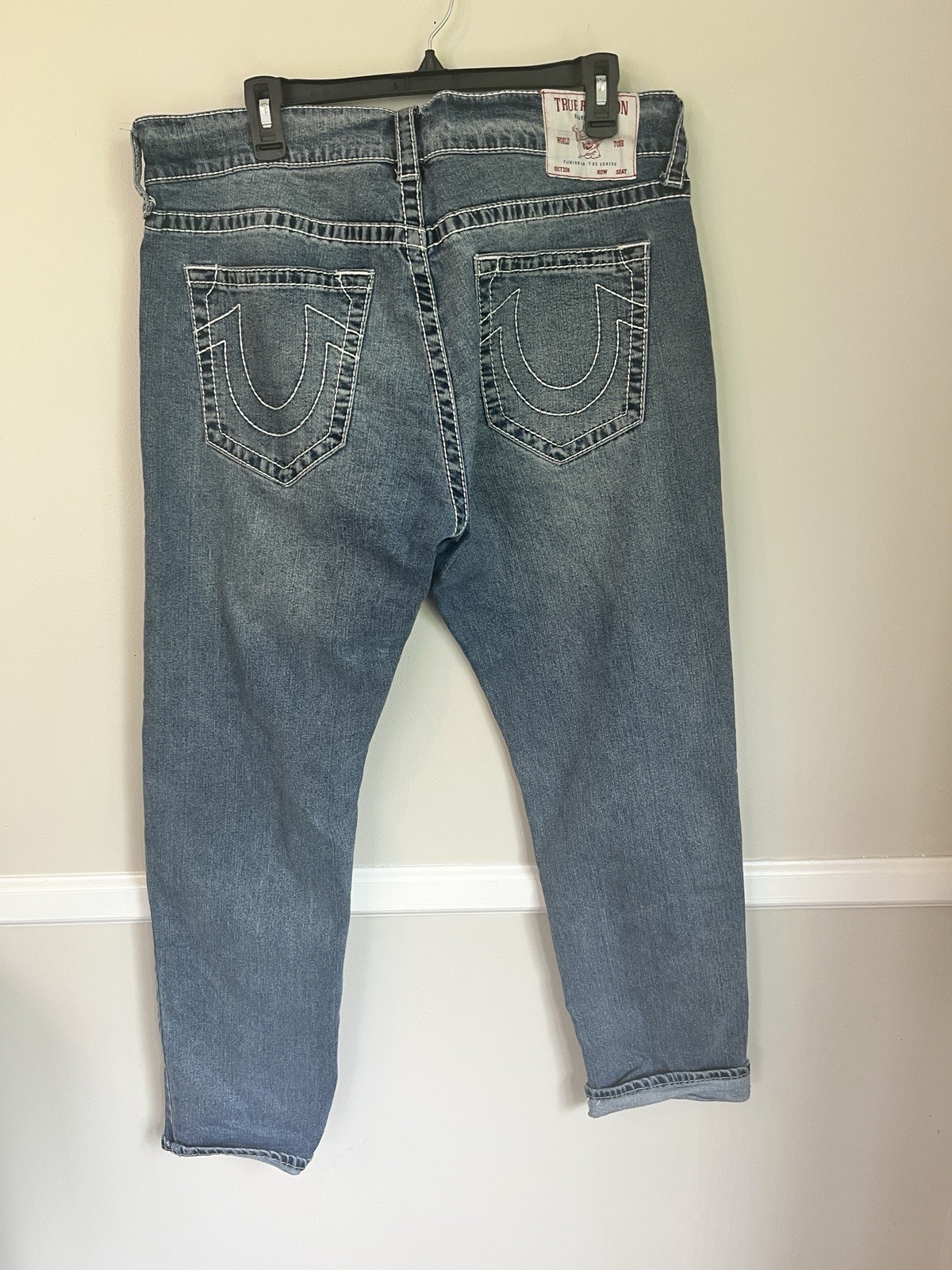 True Religion Men’s Blue Denim Jeans Relaxed Straight Mid Rise Medium Wash