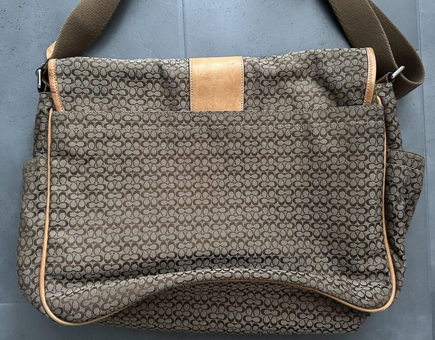 Coach CC Monogram Logo Flap Over Diaper Bag Laptop Bag Brown H0785-F77004