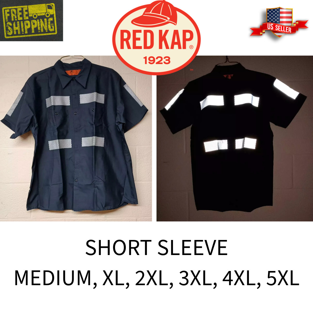Red Kap Hi Vis Reflective Work Shirt Short Sleeve Dark Gray / Black NEW