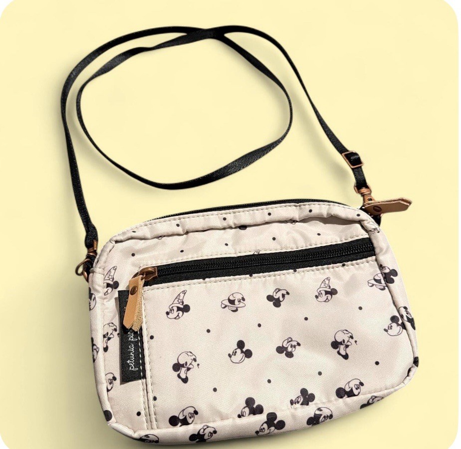 Petunia Pickle Bottom Disney Mickey Mouse Small Crossbody Zip Pockets Beige