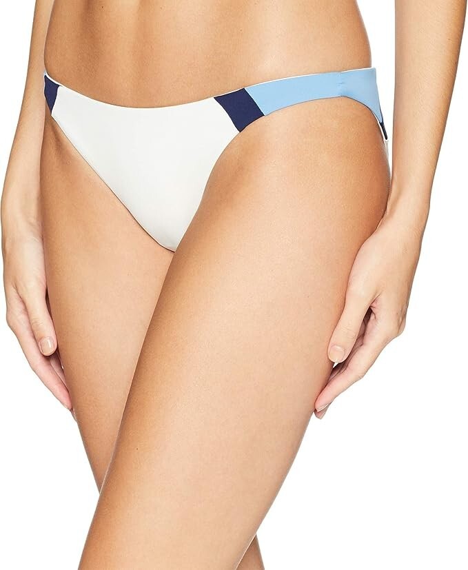 L*Space X1312 Color Block Johnny Brief Swim Bottom Size M Cream/Midnight/Ocean