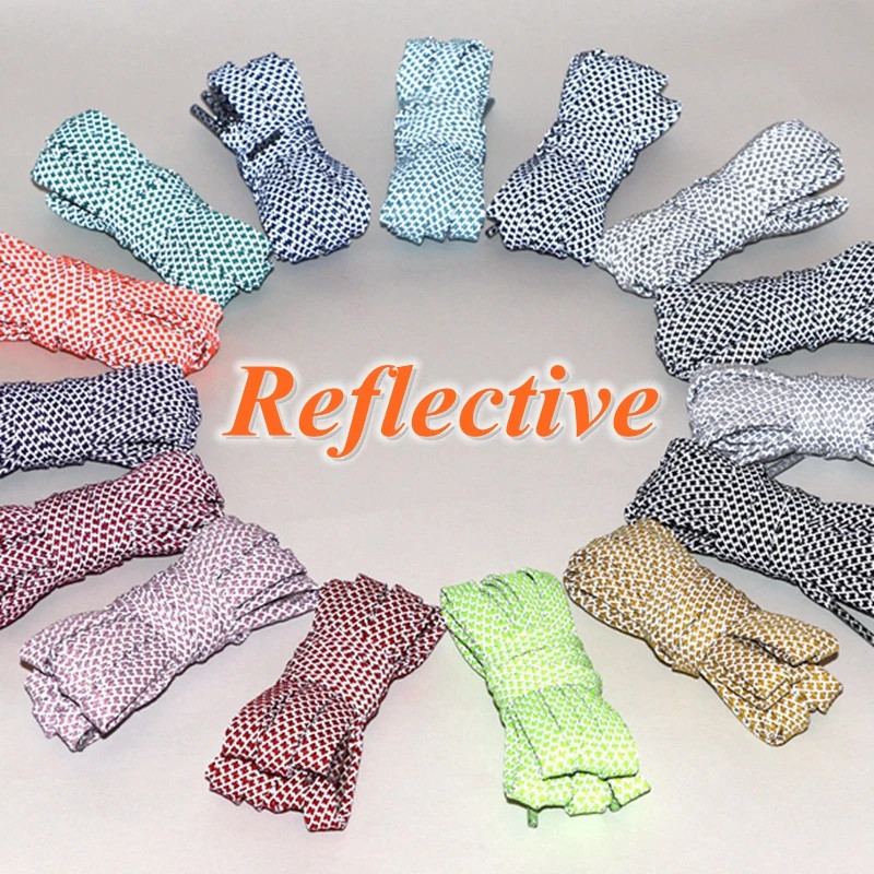 1Pair Reflective Shoelaces Sneakers Flat Shoelace Rope Laces Shoes Accesories