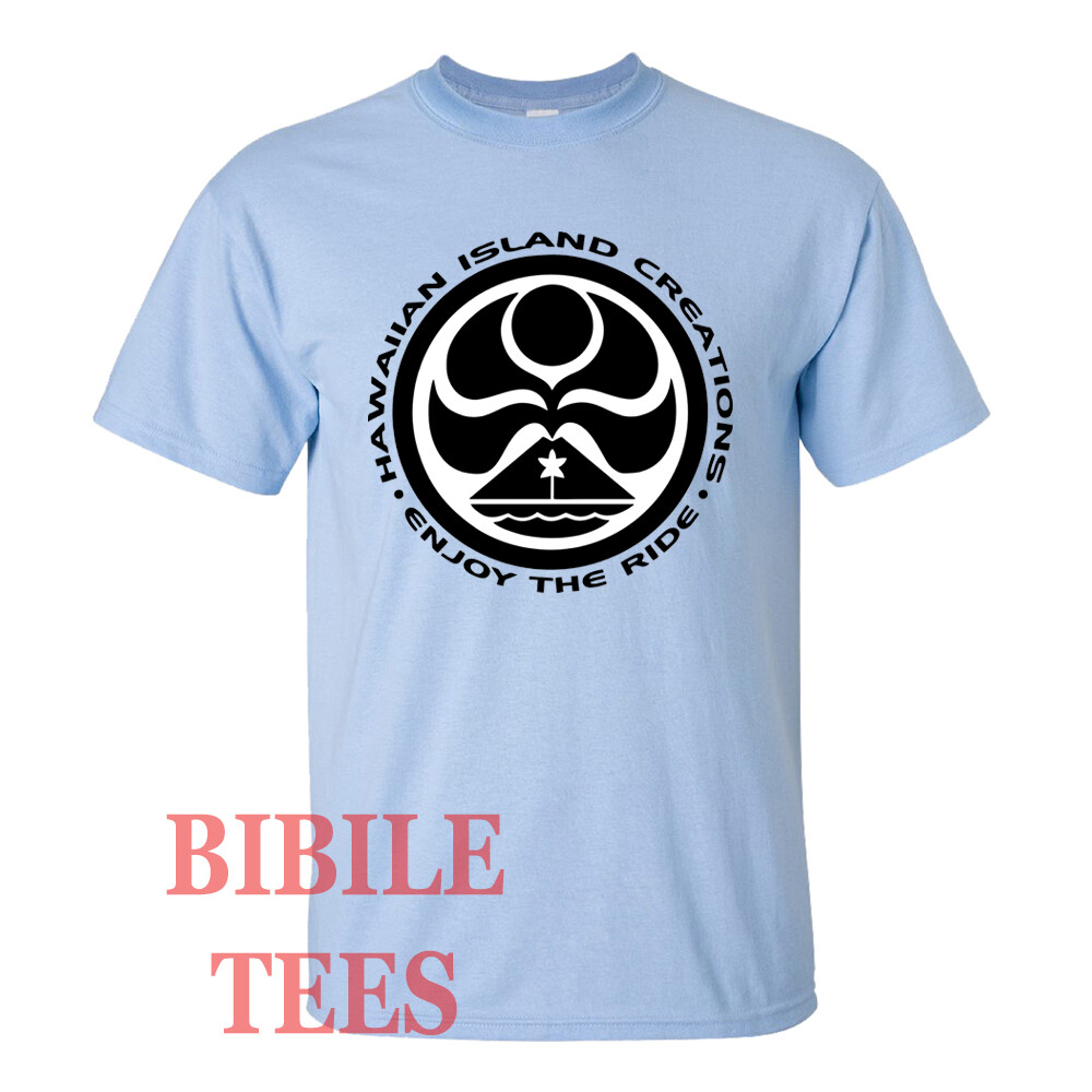 HIC Hawaiian Island Creations Surfing Men’s Light Blue T-Shirt Size S to 5XL