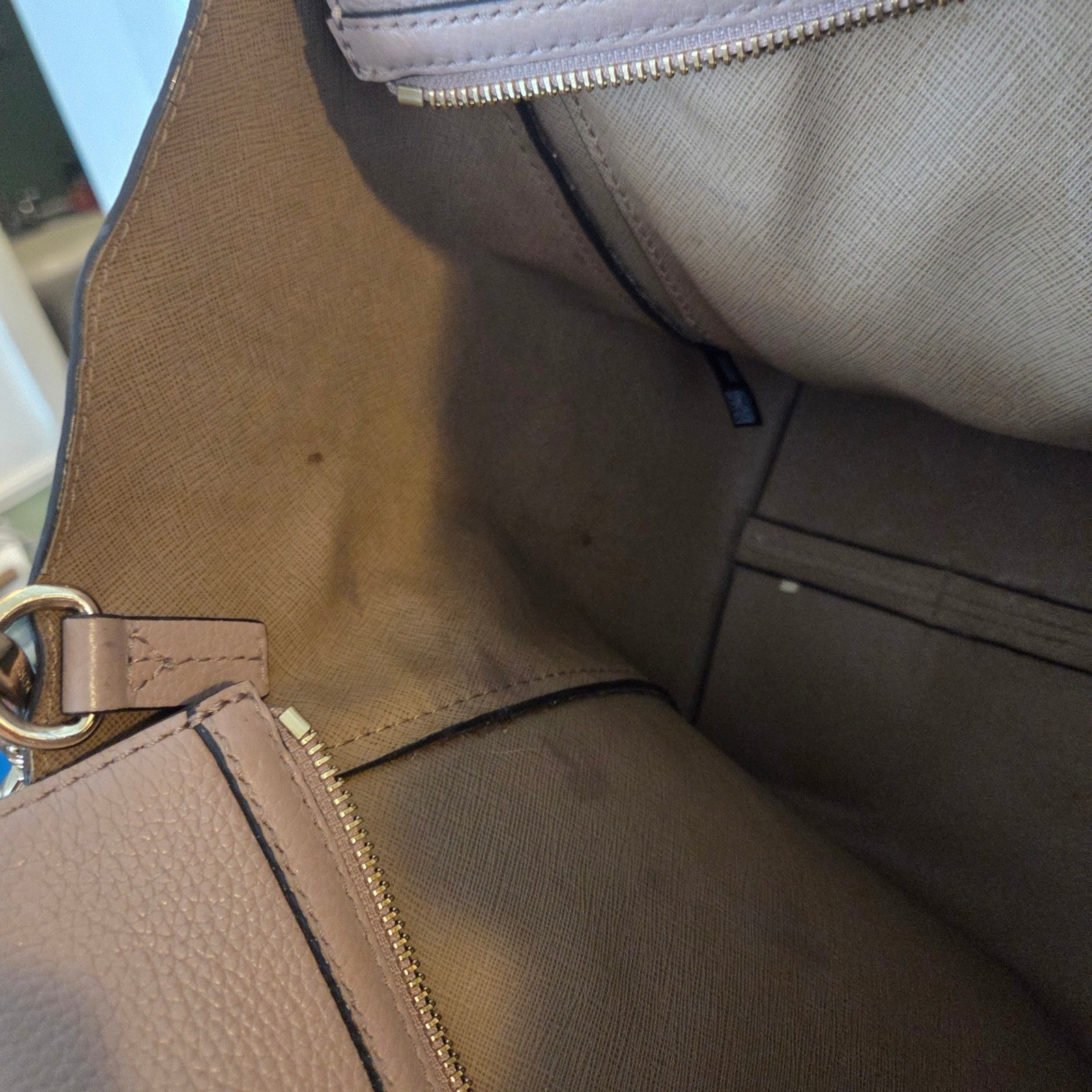 Michael Kors Mercer Large Pebbled Leather Satchel Mauve Pink Gold Hardware Tote