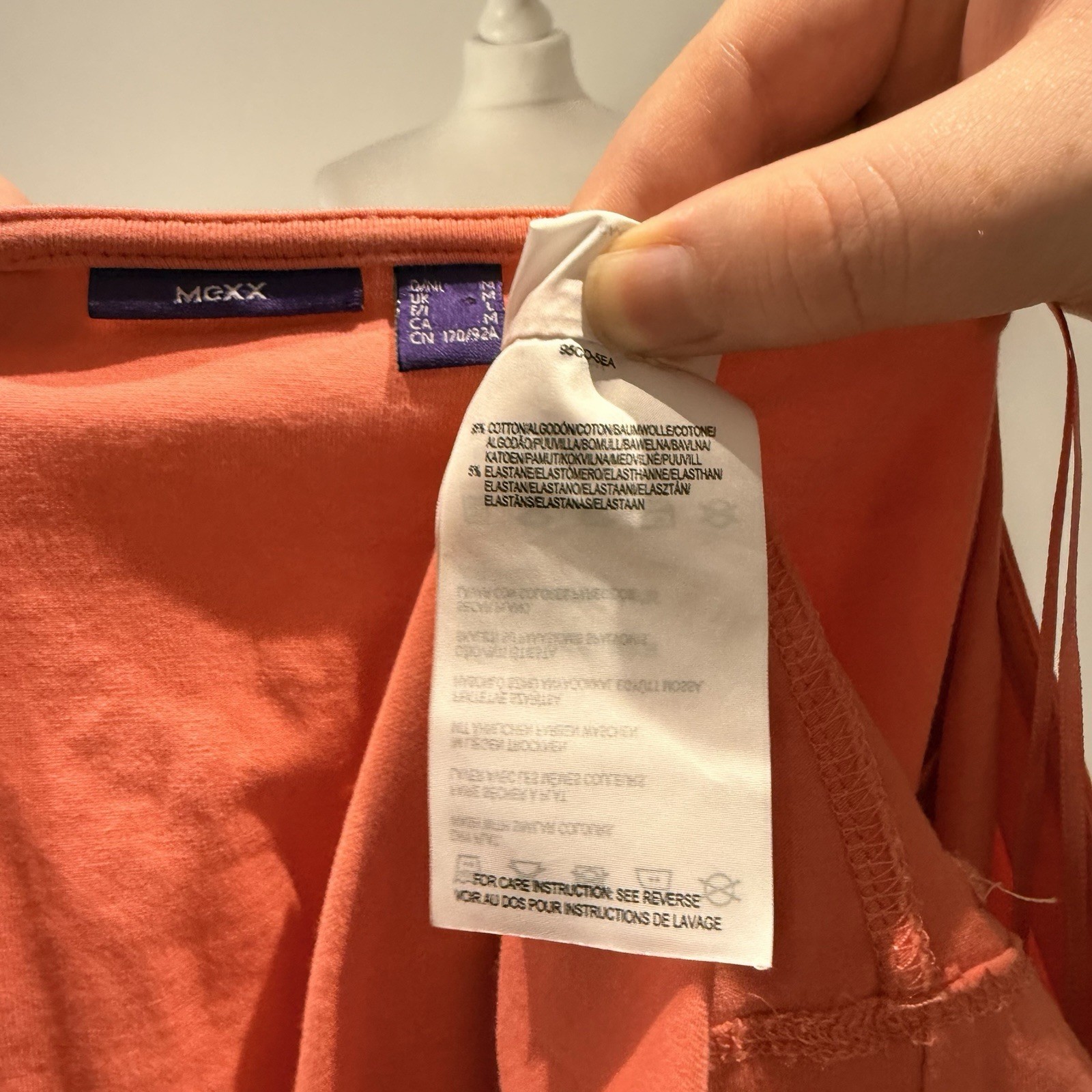Mexx Orange Wrap V Neck Long Sleeve Top Balletcore Stretch Size M