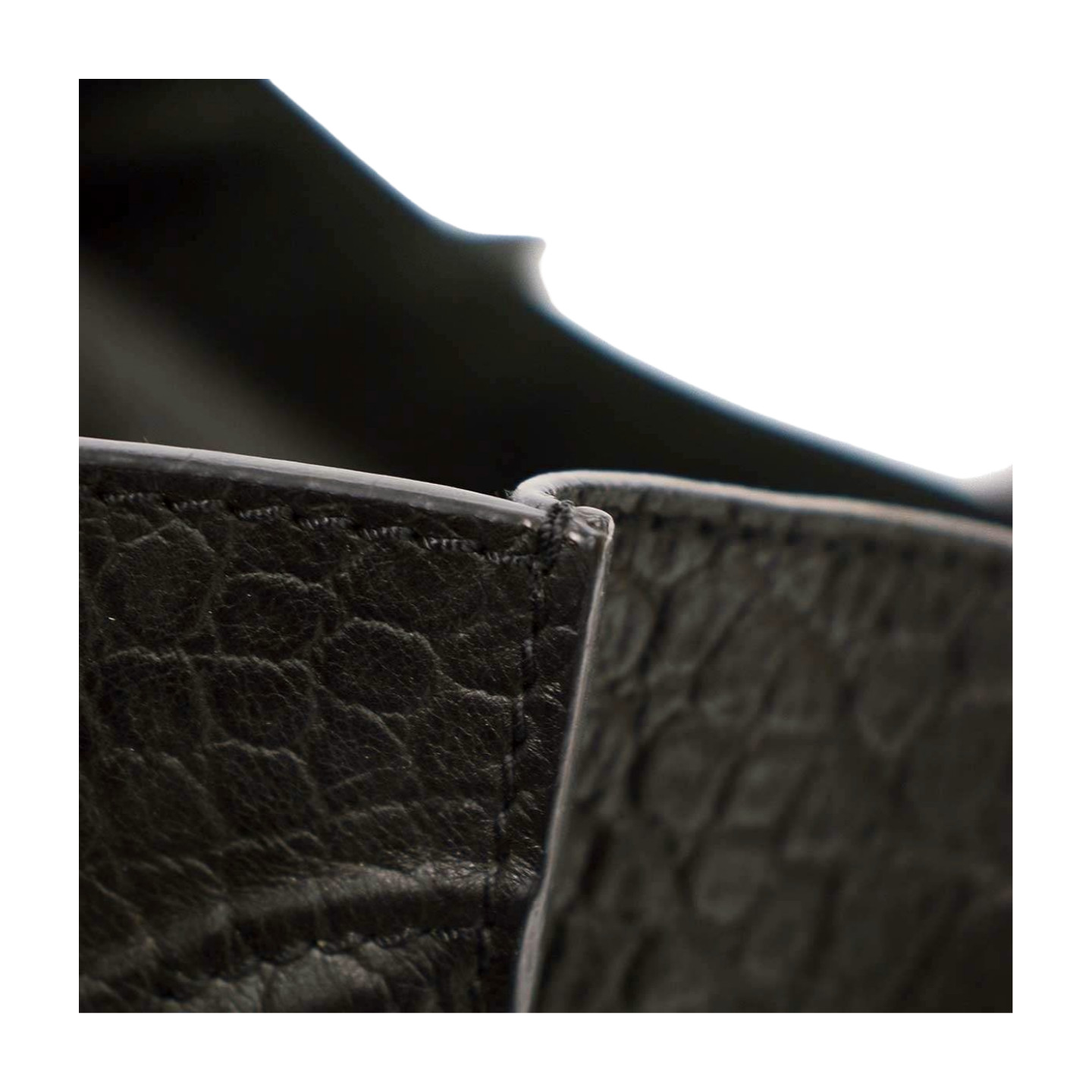 Croc CELINE Luggage Phantom Black Leather Tote Bag Handbag Medium Auth Japan