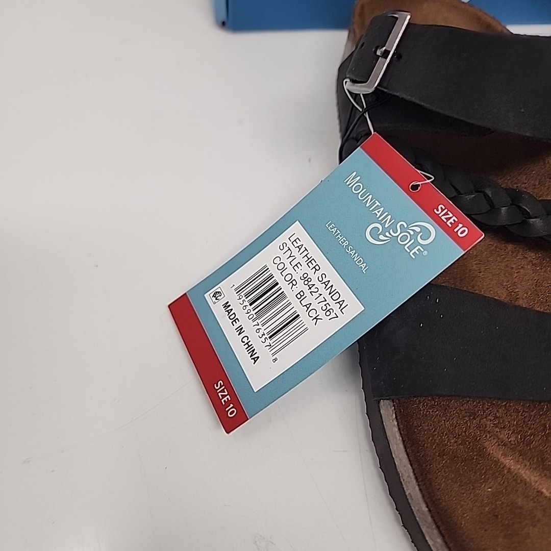 Mountain Sole Women’s Slip-on Comfort Sandal with Braided Leather Upper Brown 10