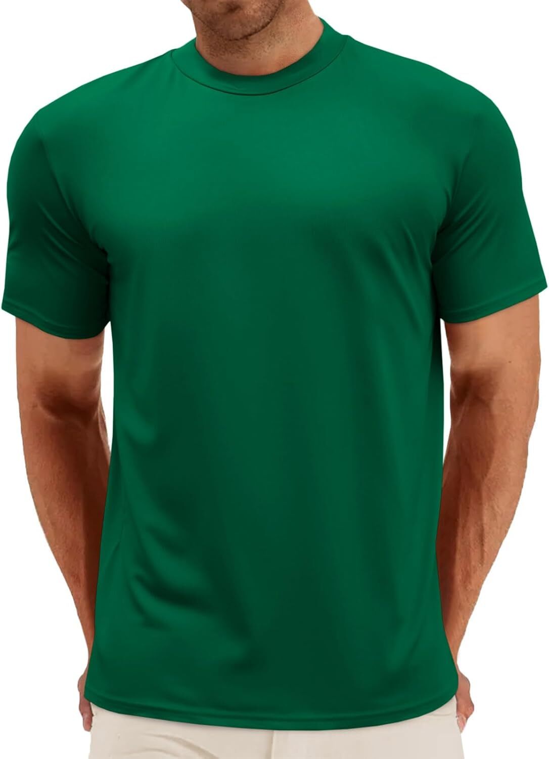 Mens Summer Short Sleeve Mock Turtleneck Tee Casual Basic Pullover Top