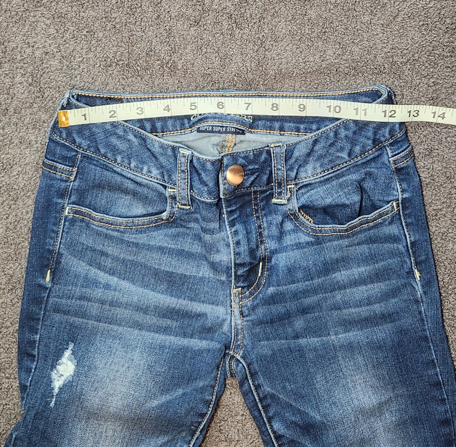 Dark Wash Destroy American Eagle Outfitters Low Rise Jeggings Skinny Jeans 2 Y2K