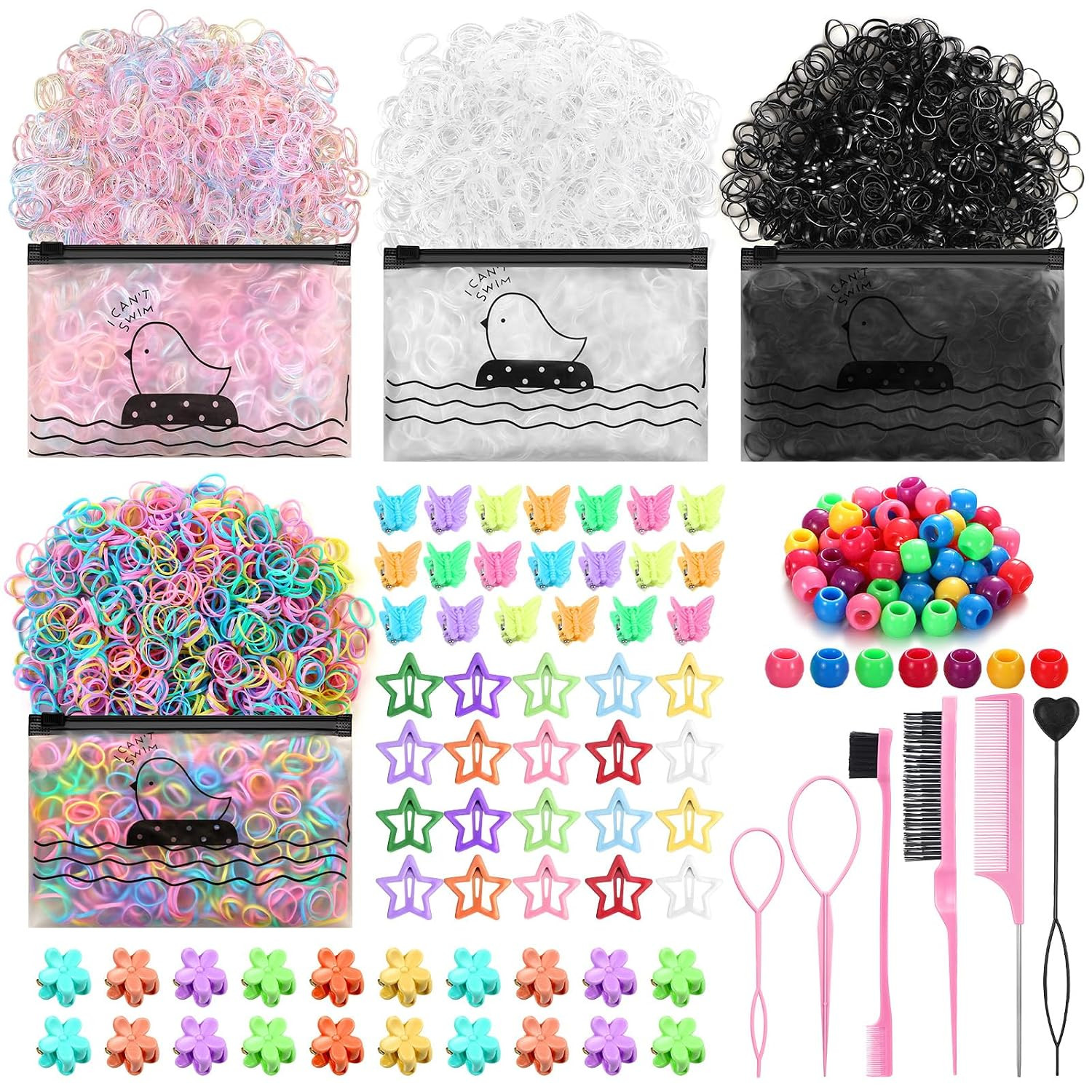 2116 Pcs Hair Accessories for Toddler Baby Girl | 2000 Pcs Rubber Bands Hair Ela