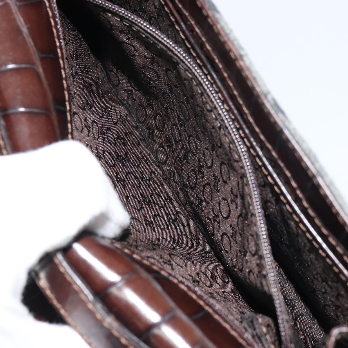 CELINE C Macadam Canvas Shoulder Bag Gray Gold Auth 157930