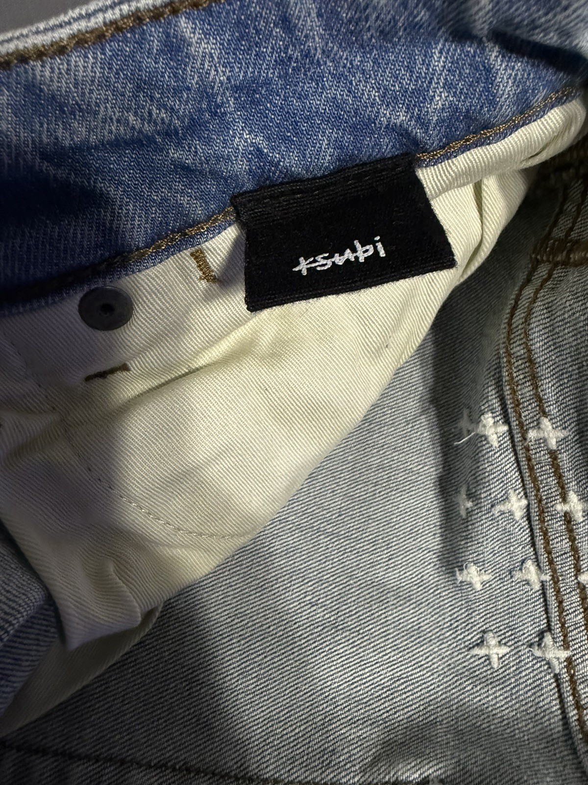 Ksubi Van Winkle Skinny Jeans Blue Size 29 with Logo Button Fly