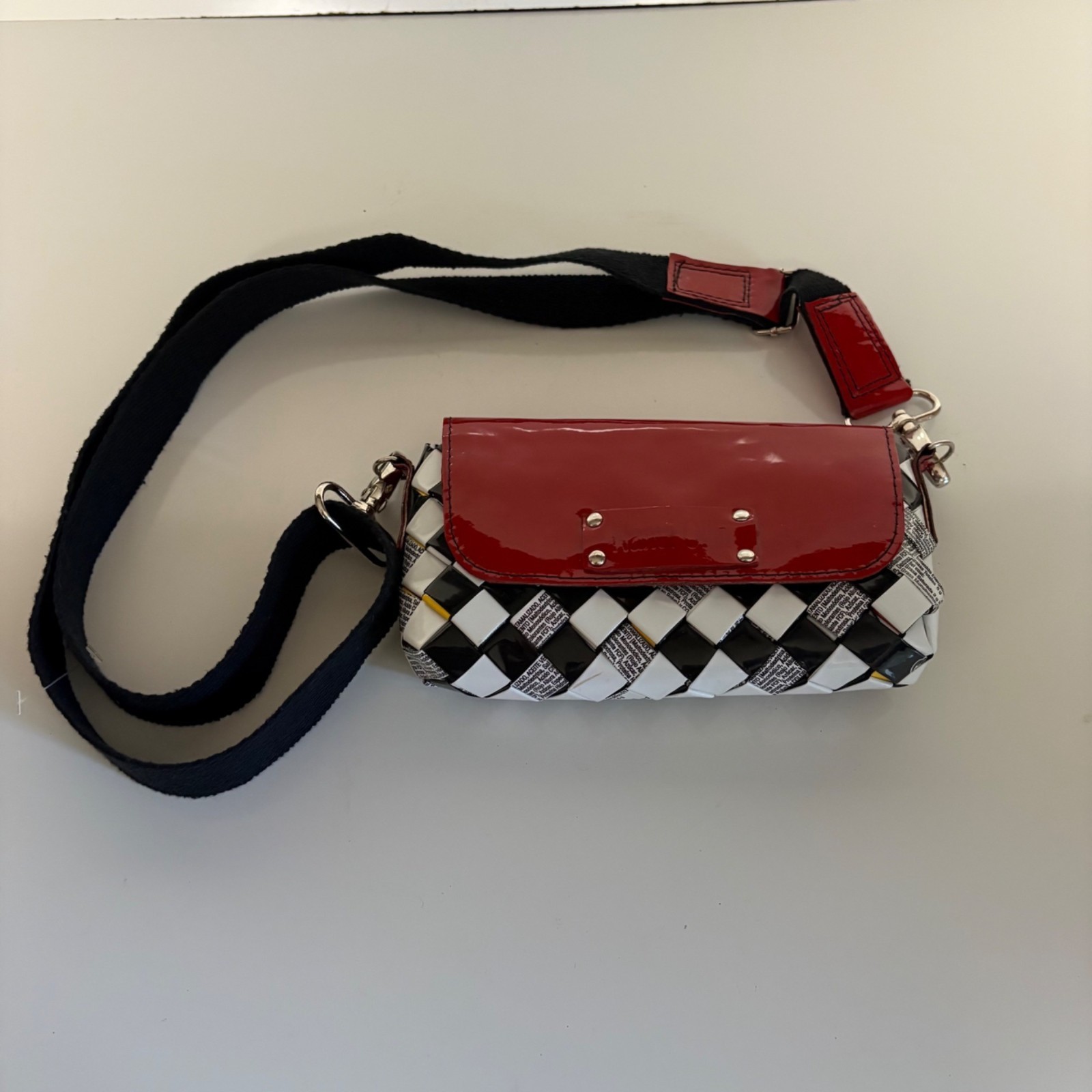 Nahui Ollin Wrapper Purse Small Black White Red Crossbody Indie Artisan Playful