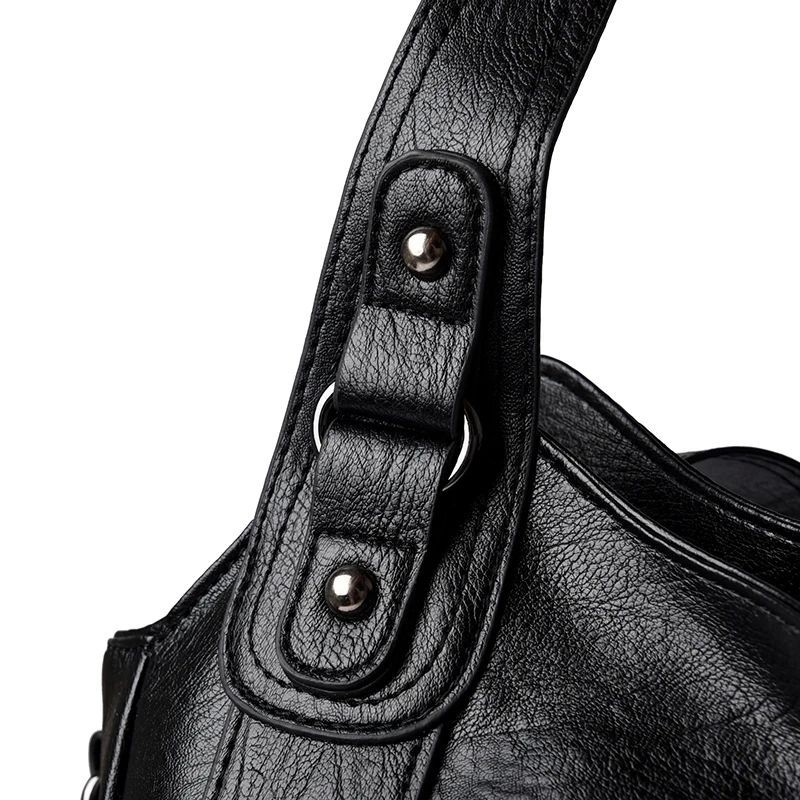 Women’s PU Leather Shoulder Bag Large Capacity Zipper Tote Handbag Casual