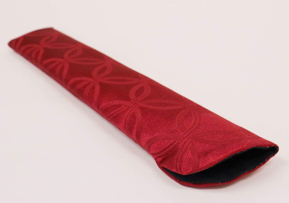 Made in Japan Folding Fan Case Pouch Jacquard Shippo Cloisonne Pattern Burgundy