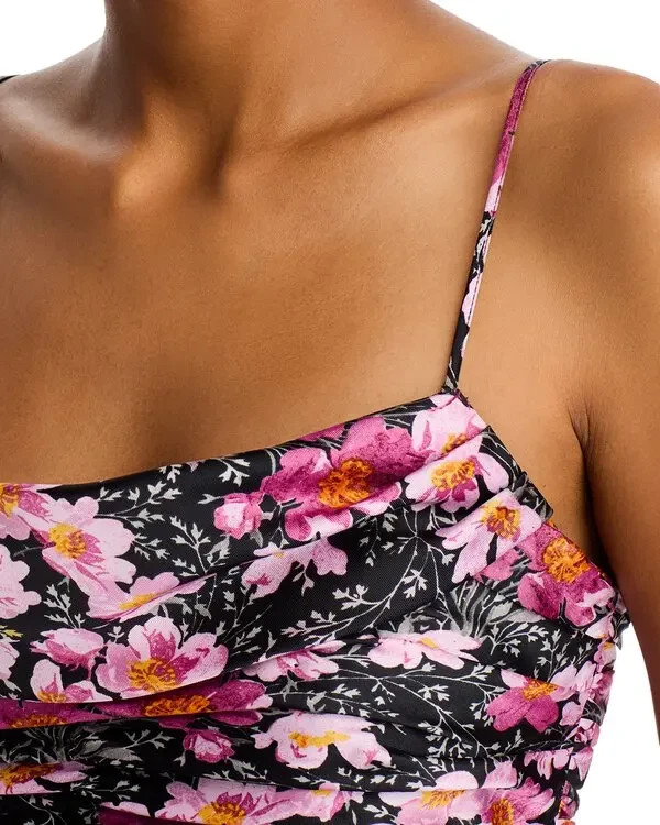 NWT- CINQ À SEPT ‘Kasia’ Cosmo Flowers Maxi-Dress, Black/Mauve Orchid – Size 12