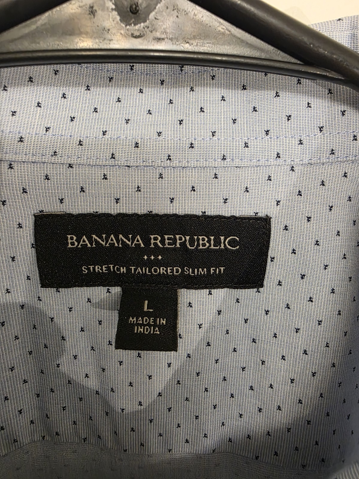 Banana Republic Stretch Tailored Slim Fit Blue Geometric Shirt L 36/37