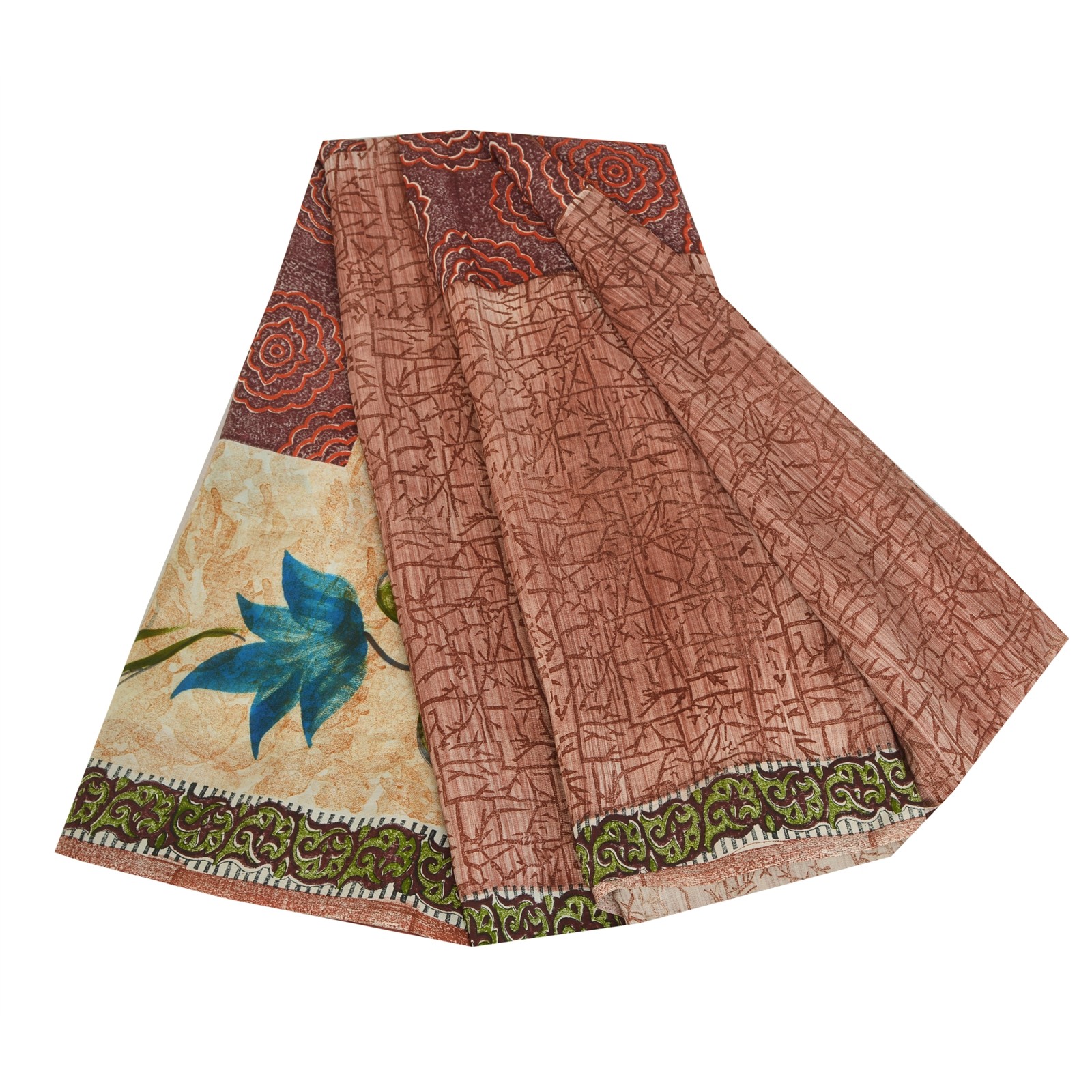 Sanskriti Vintage Saree Multicolor Pure Crepe Abstract Printed Sari 5+Yd Fabric