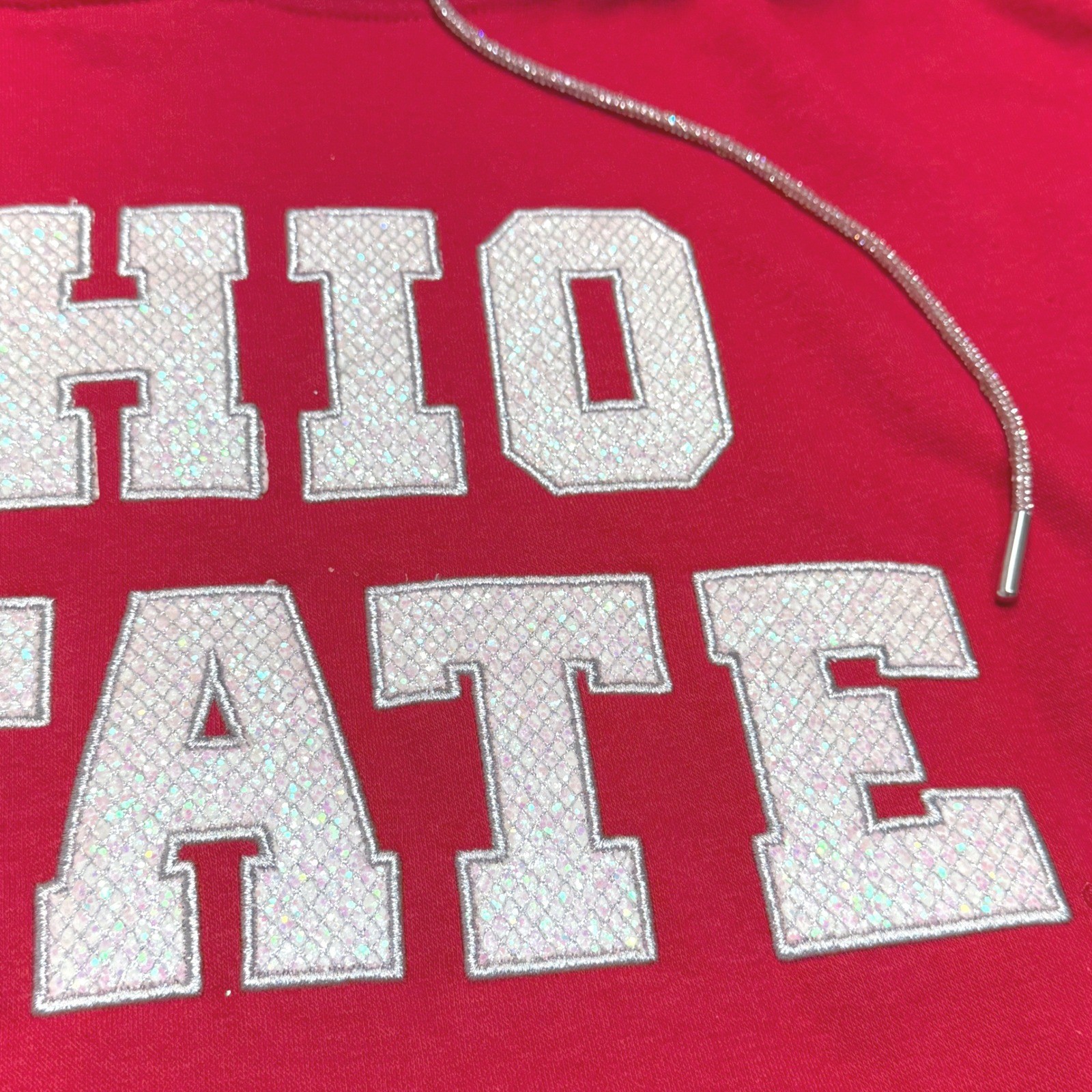 Colosseum Ohio State Buckeyes Womens S Rhinestone Drawstring Bling Hoodie NWT