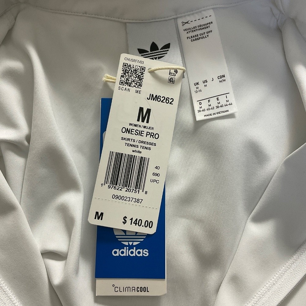Adidas Pro One Piece Zip Shorts Romper‎ Jumpsuit Tennis Pickleball White M NWT