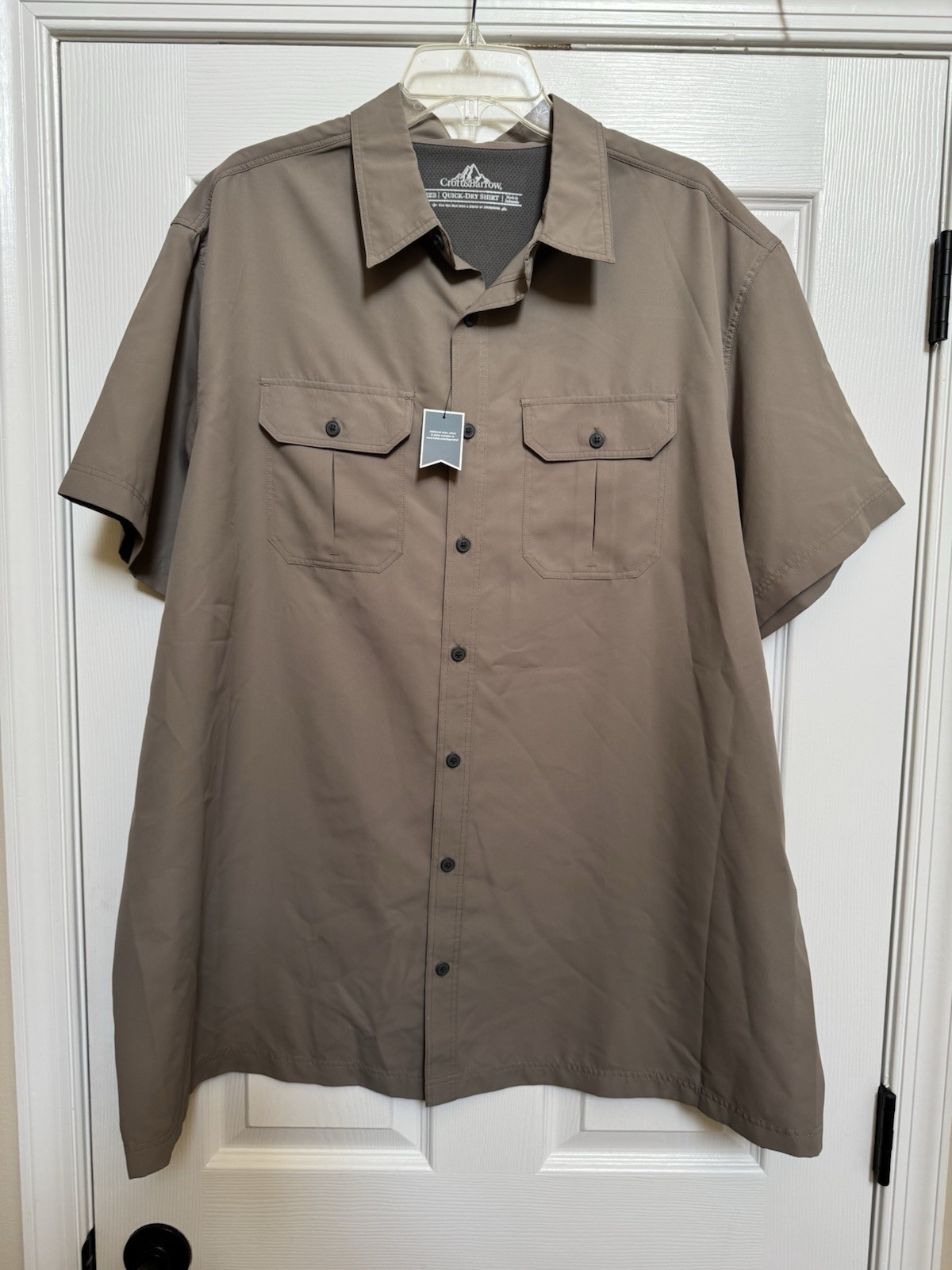 Croft & Barrow Men’s Quick Dry Mesh Button-Up Shirt Brown 2XB Short Sleeve