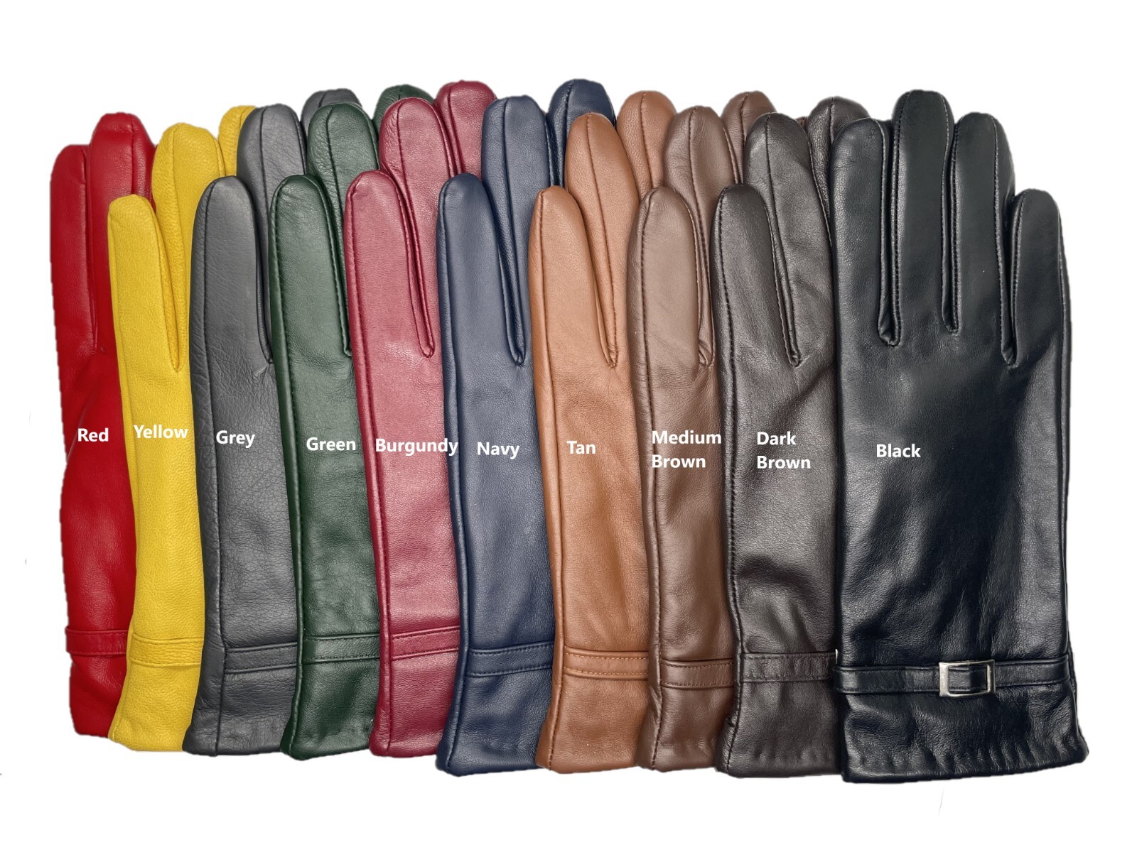 Womens Genuine Nappa Sheepskin Leather Lined Gloves (Decorative Buckle)