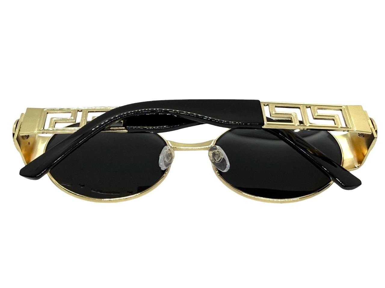 Classic Retro Hardcore Hip Hop Rapper Pimp SUNGLASSES Oval Gold Frame Dark Lens