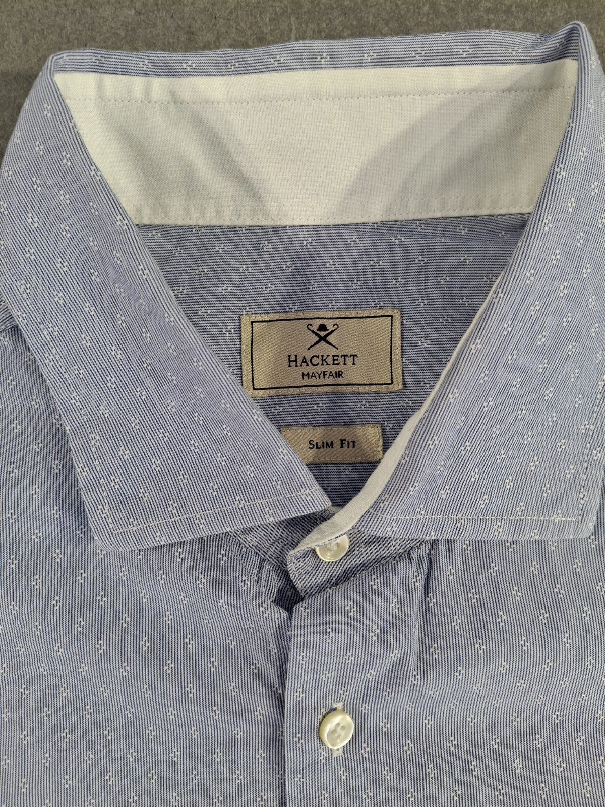 Hackett Mayfair Mens Navy Stripe Shirt 3XL Slim Fit 100% Cotton 48″ Ch Bulgaria