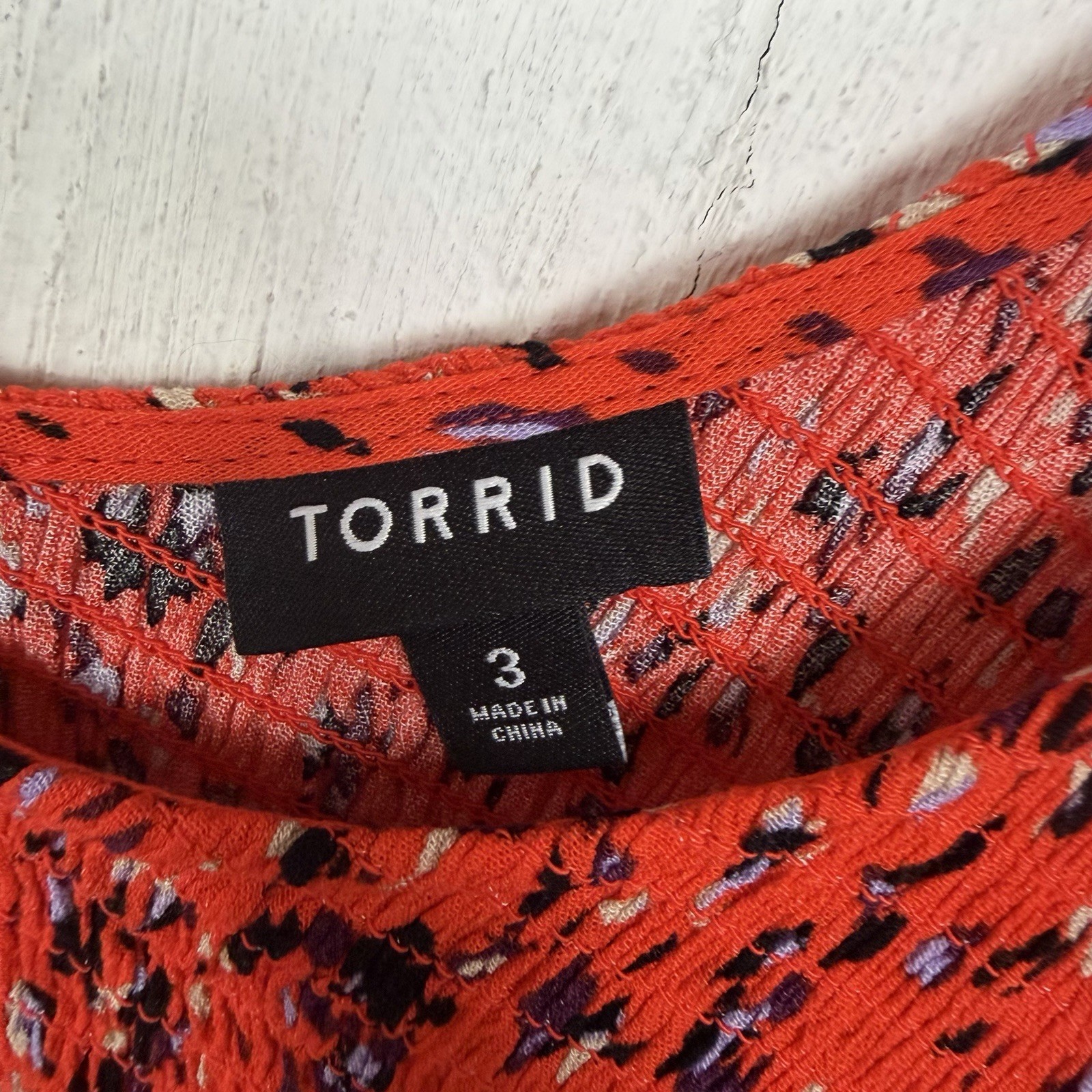 Torrid Midi Dress Plus Size 3X Orange Animal Print Smocked Gauzy Maximalist Fun