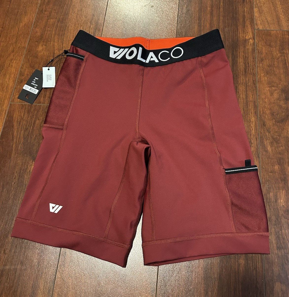 WOLACO Men’s Red Compression Activewear Shorts w/ Pockets Size L 7″ Inseam