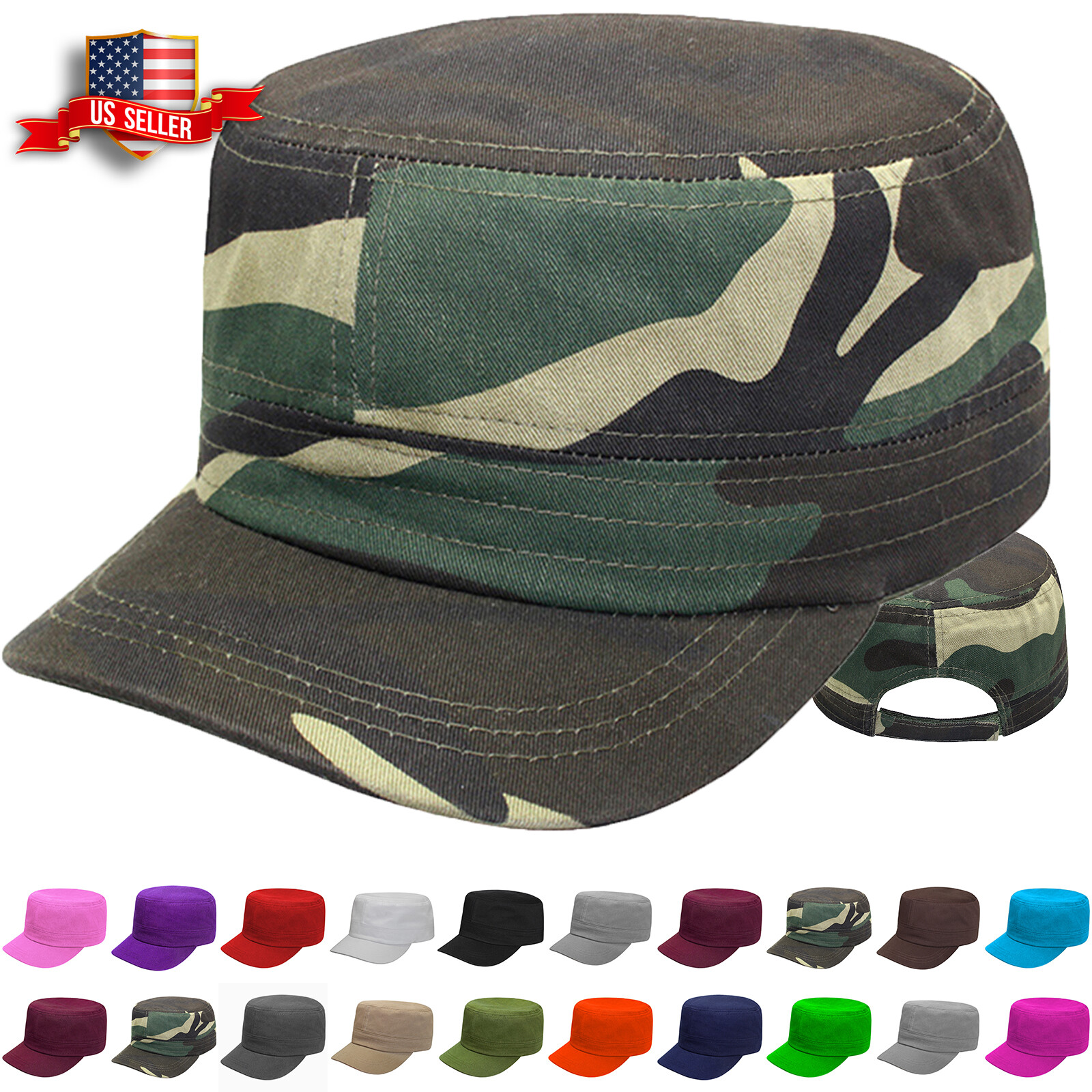 Cadet Hat Castro Style Army Caps Men and Women Baseball Cap Adjustable Size
