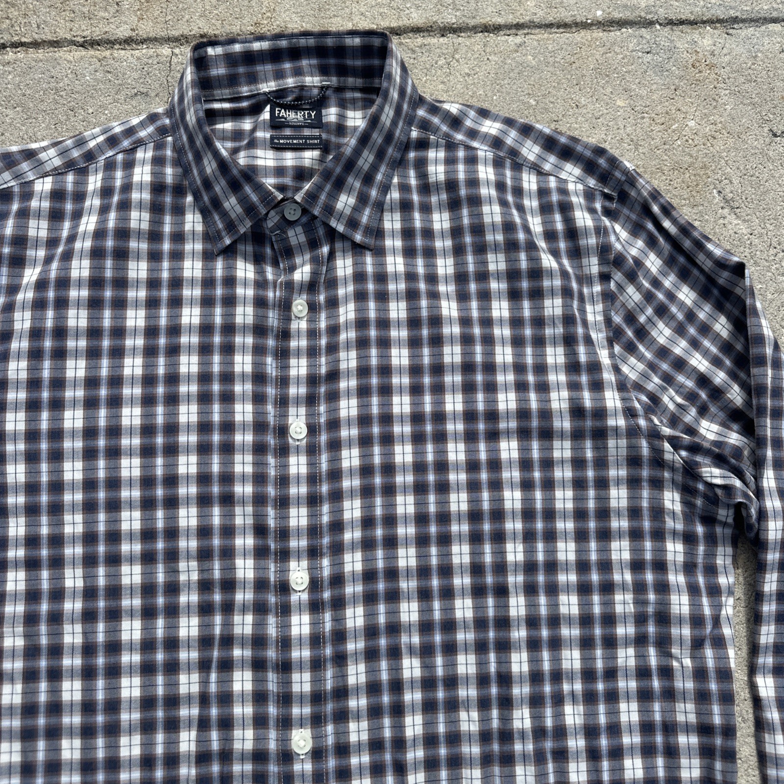 Faherty Reserve The Movement Shirt Men’s Size Large Plaid Button Down Stretch