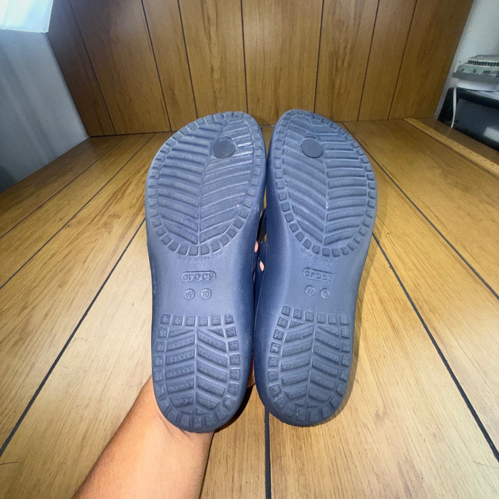 Crocs Kadee II Flip Flops Navy Blue Womens 10 Sandals 202492-410