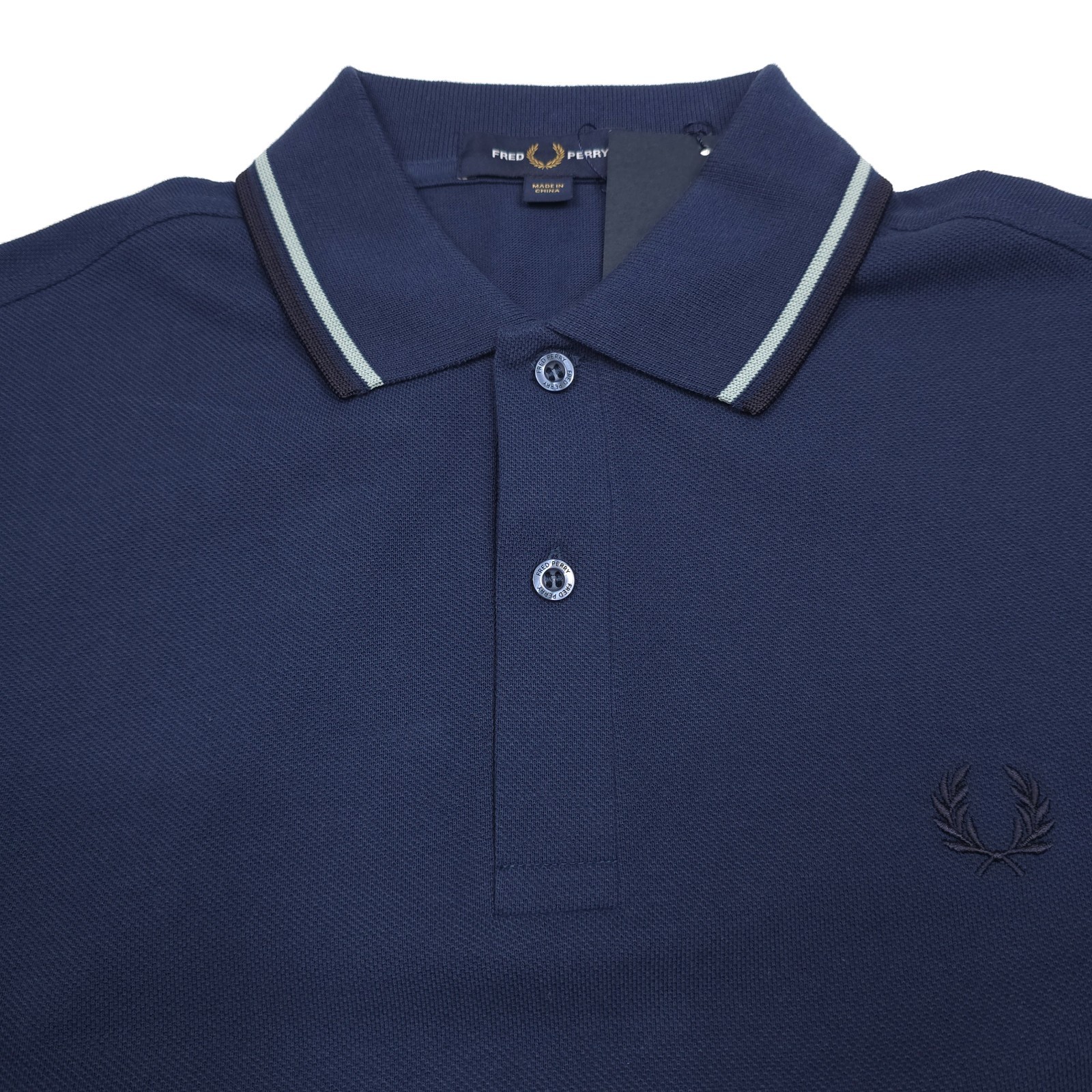 Fred Perry M3600 Twin Tipped Pique Polo Shirt Mens Small Slim Fit Tennis Blue