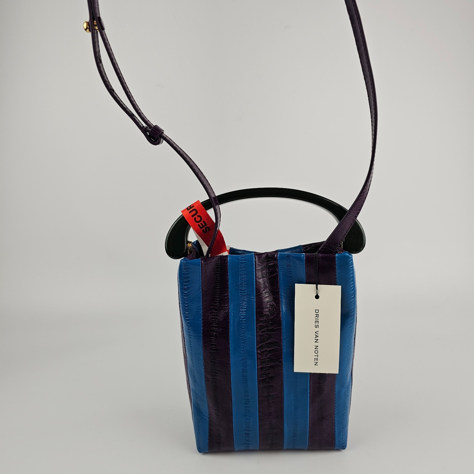 DRIES VAN NOTEN Striped Blue Top Handle Bag New & Authentic