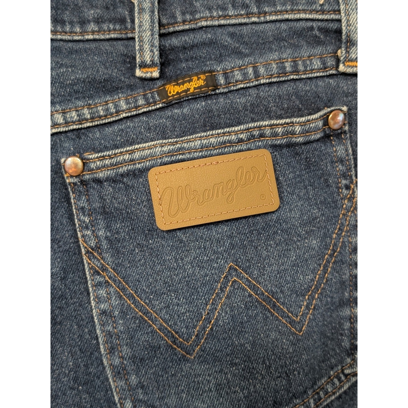 Wrangler 947STR Mens Cowboy Cut Slim Fit Jeans Dark Wash Blue 35×30