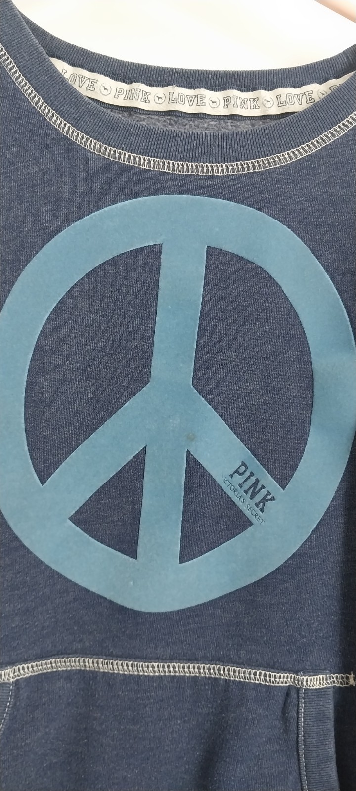 2008 Peace Fleece Victoria’s Secret Pink Sweatshirt Mallcore Blue Women’s Small