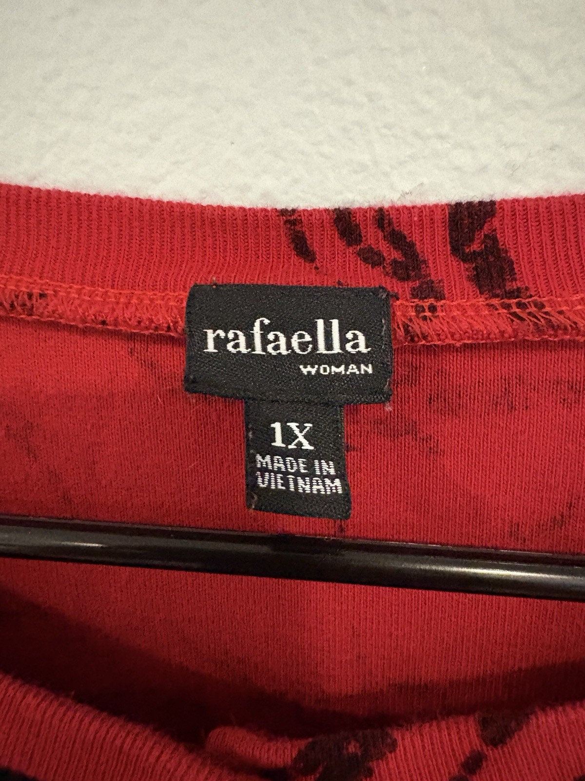 Rafaella Red Black Floral Knit Button Front Round Neck Cardigan Sweater 1X