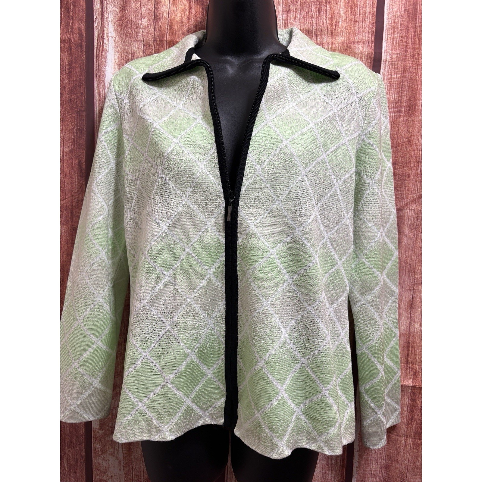 Ming Wang Career Jacket Womens S Blazer Geometric Mature Church Old Money New
