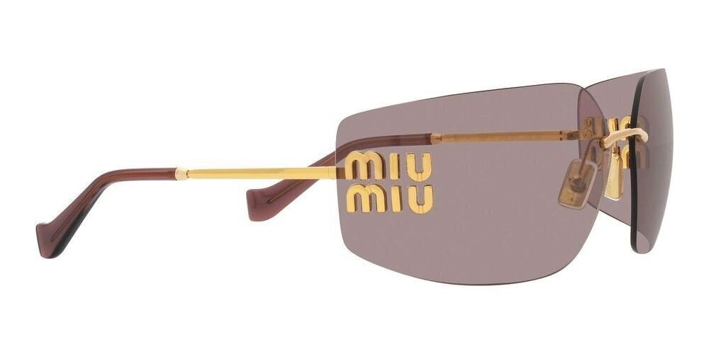 Miu Miu Sunglasses MU 54YS Gold Light Purple Brown 5AK0/6I Women Logo AUTHENTIC