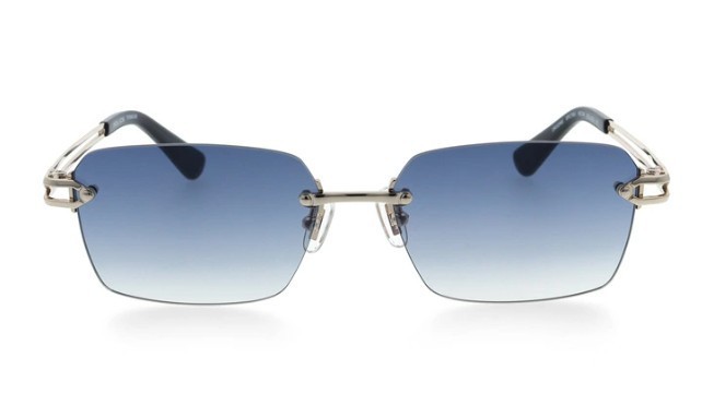 POLICE Sunglasses SPLT68J 0300 Rimless Asian Fit Titanium Shiny Gold Navy